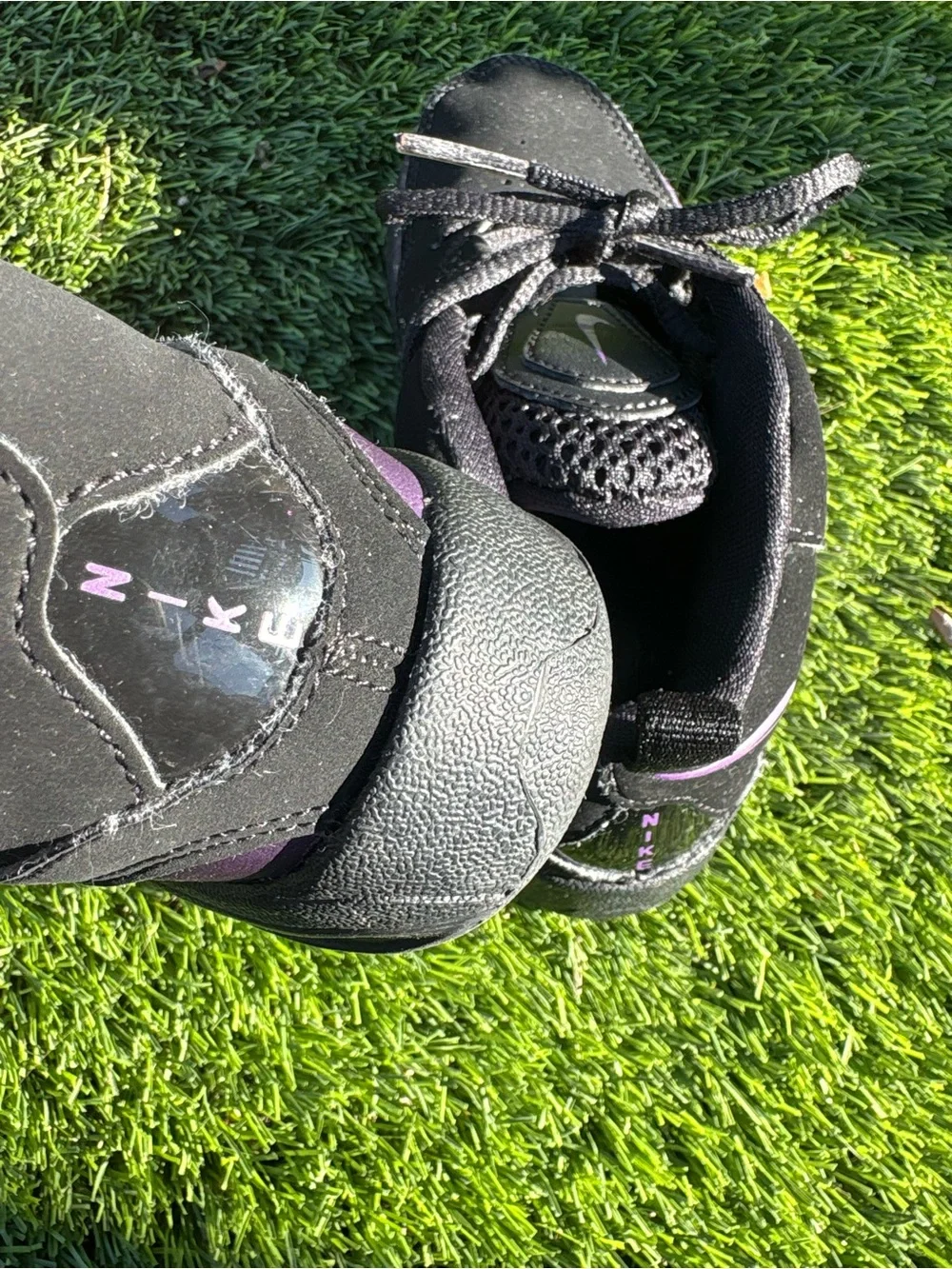 Nike Black and Purple Youth Athletic Shoes